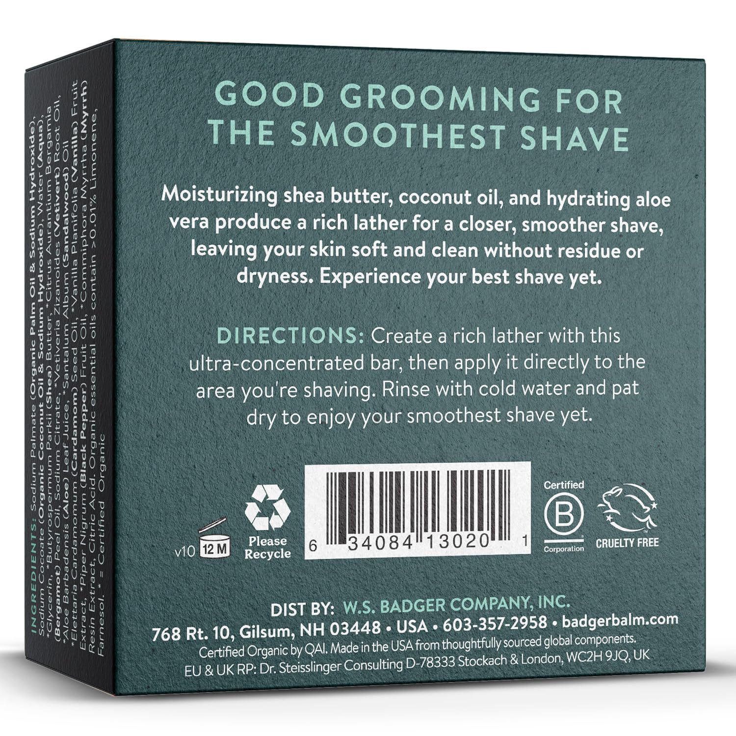 Badger shaving soap puck bar closeup shows rich lather-ready surface for smooth shaves.