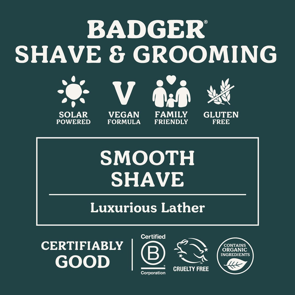 Badger shaving soap puck lather demonstrates luxurious, lasting foam for easy glide.