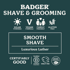 Badger shaving soap puck lather demonstrates luxurious, lasting foam for easy glide.