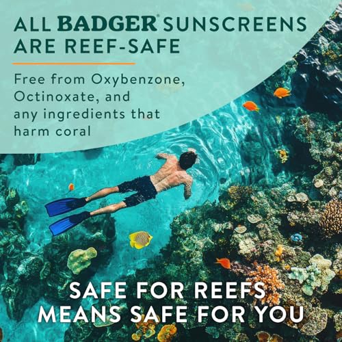 Badger Water-resistant SPF 30 label highlights 40 minutes of outdoor wear.
