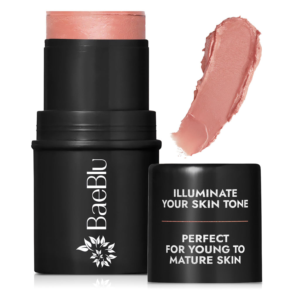 BaeBlu Organic Blush Tube Rose closeup swirl for dewy blush and glow.