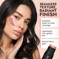 BaeBlu Organic Blush Tube Rose eyes highlight for multi-use shimmer.