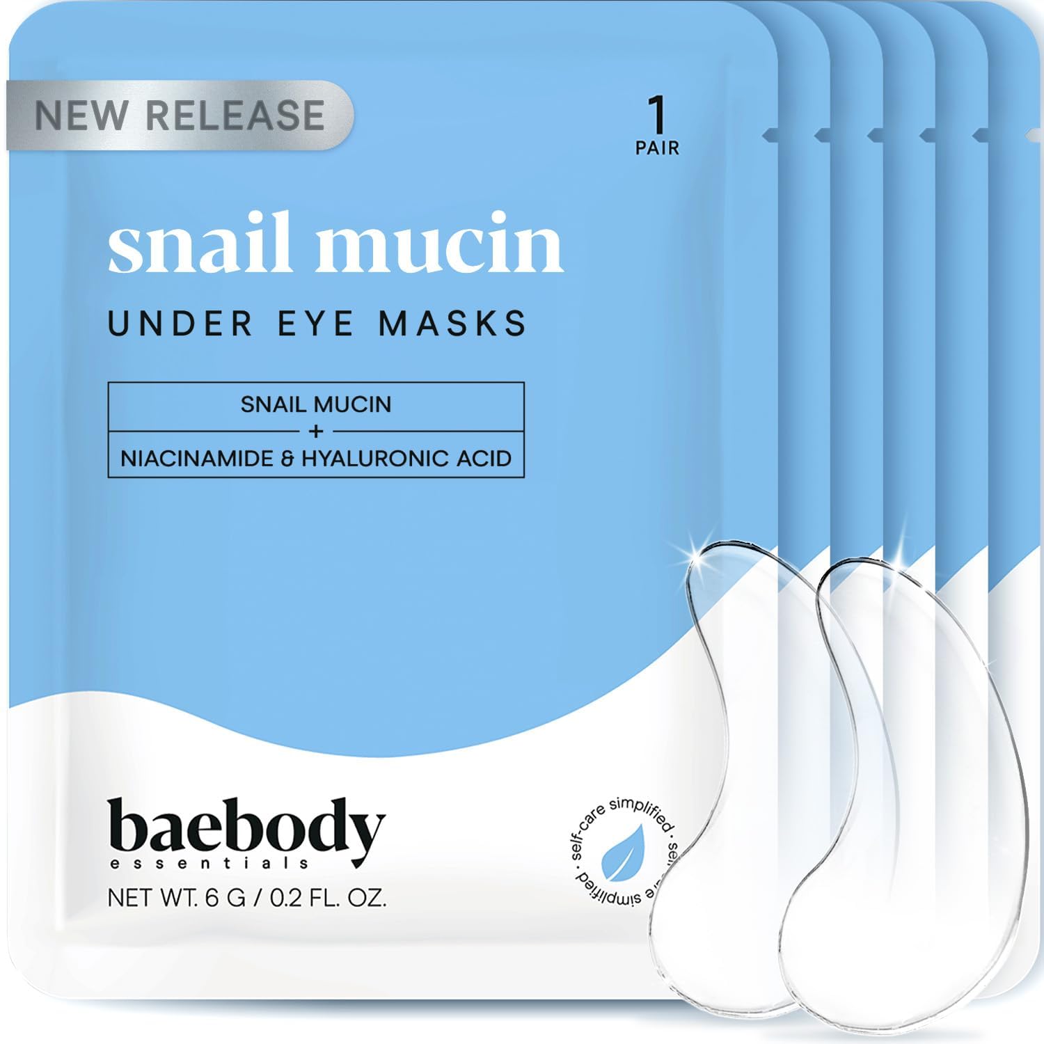 Baebody advanced snail mucin under-eye patches in a pack for deep hydration