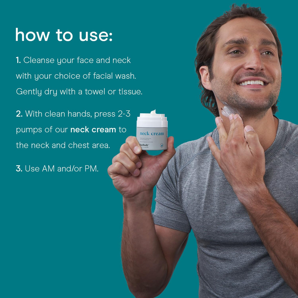 Baebody neck cream demonstrates gentle glycolic exfoliation for renewed skin.