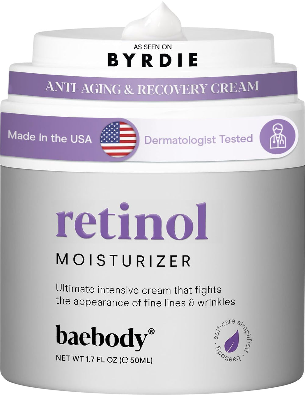 Baebody retinol cream face bottle pump demonstrates easy hygienic application for nighttime routine.