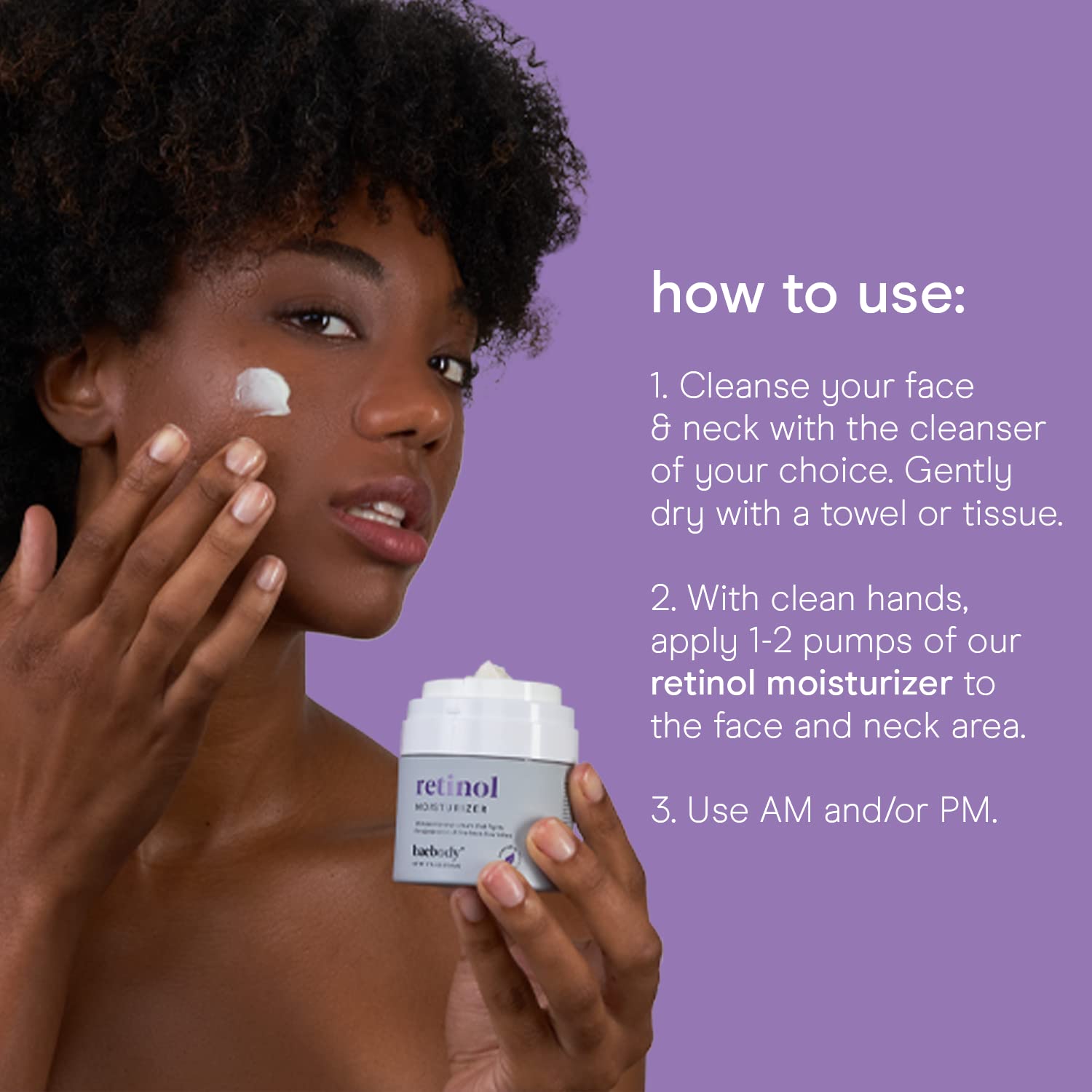 Baebody retinol cream jojoba oil and vitamin E provide nourishing feel during daily care.