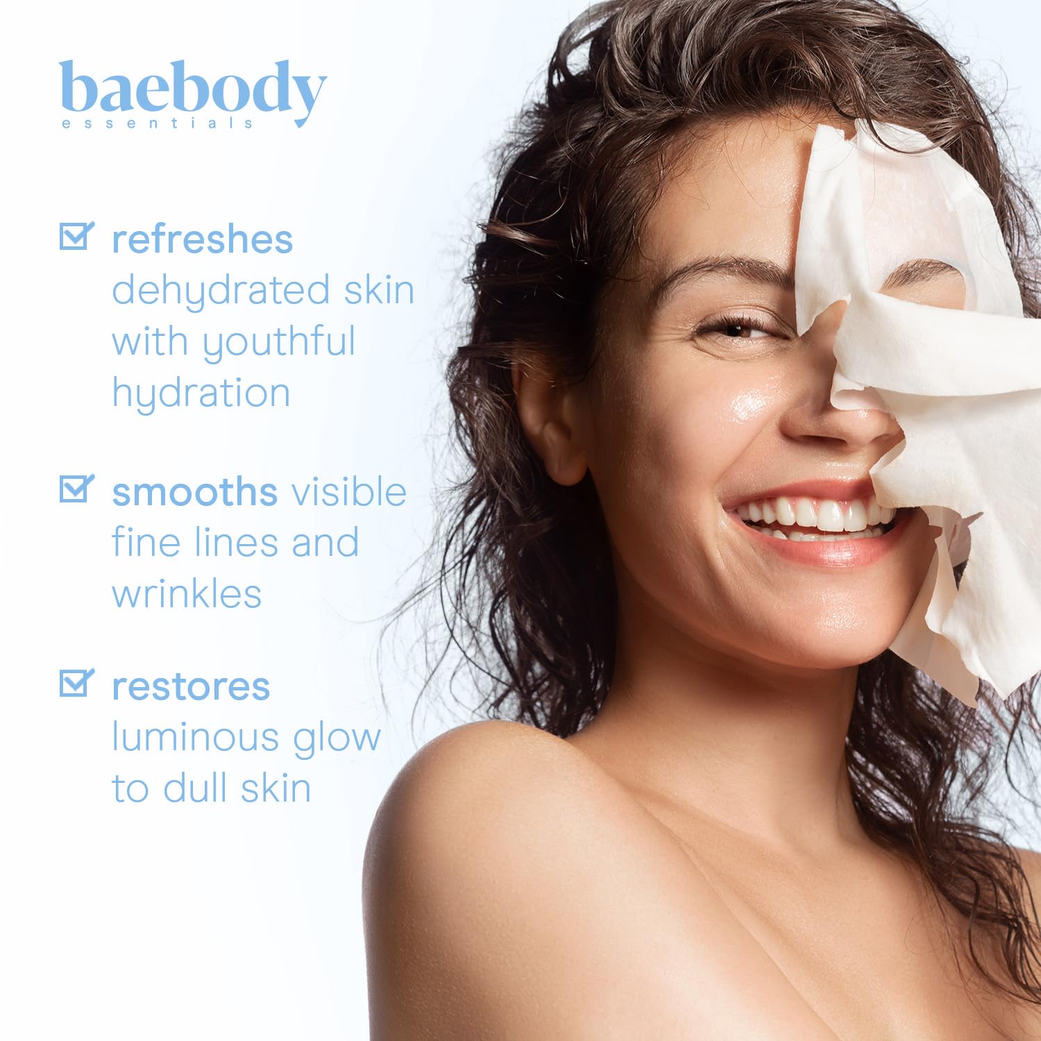 Baebody Snail Mucin Face Mask sachets—individually wrapped for convenient, on-the-go hydration.