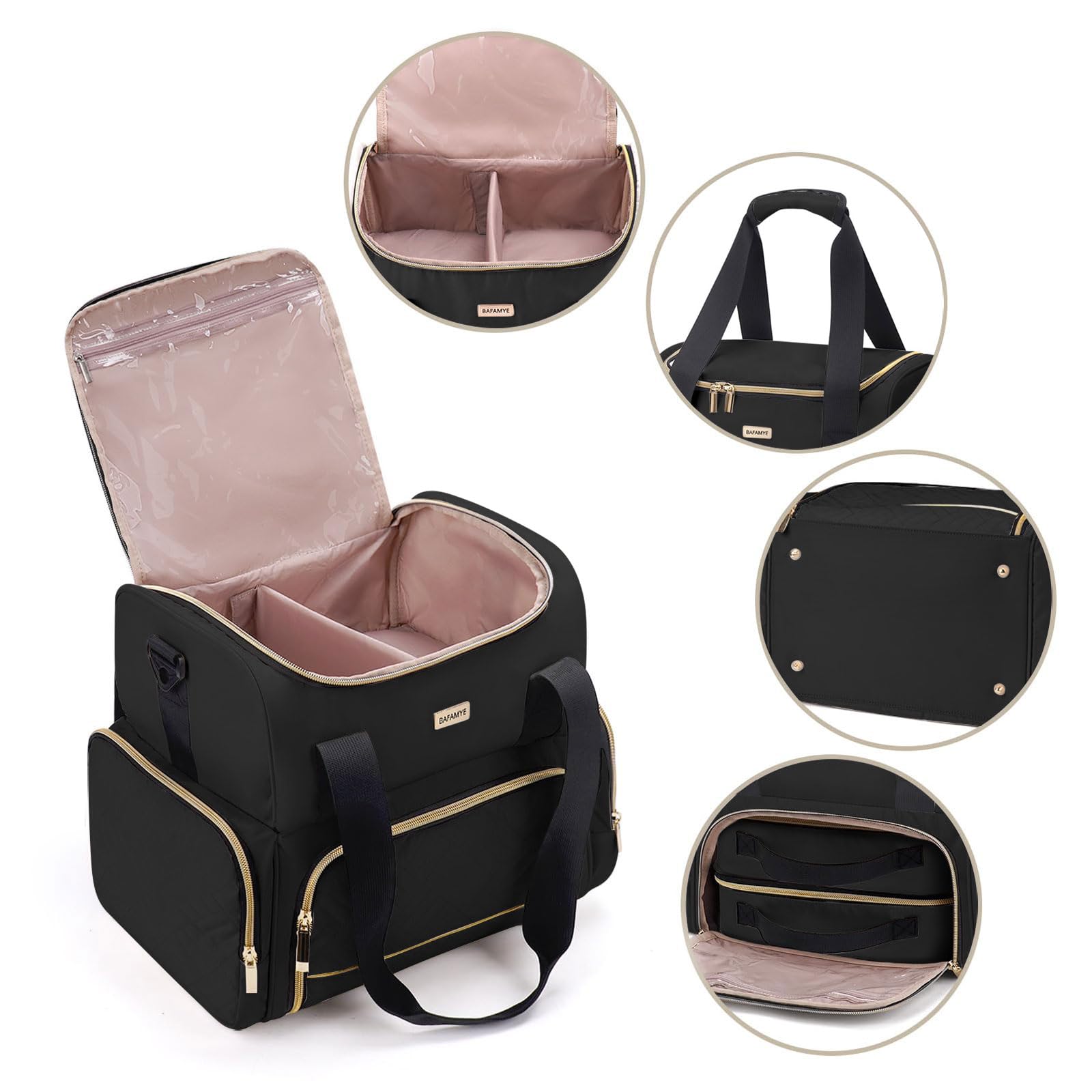 BAFAMYE travel bag with mesh pockets keeps small items upright and organized.