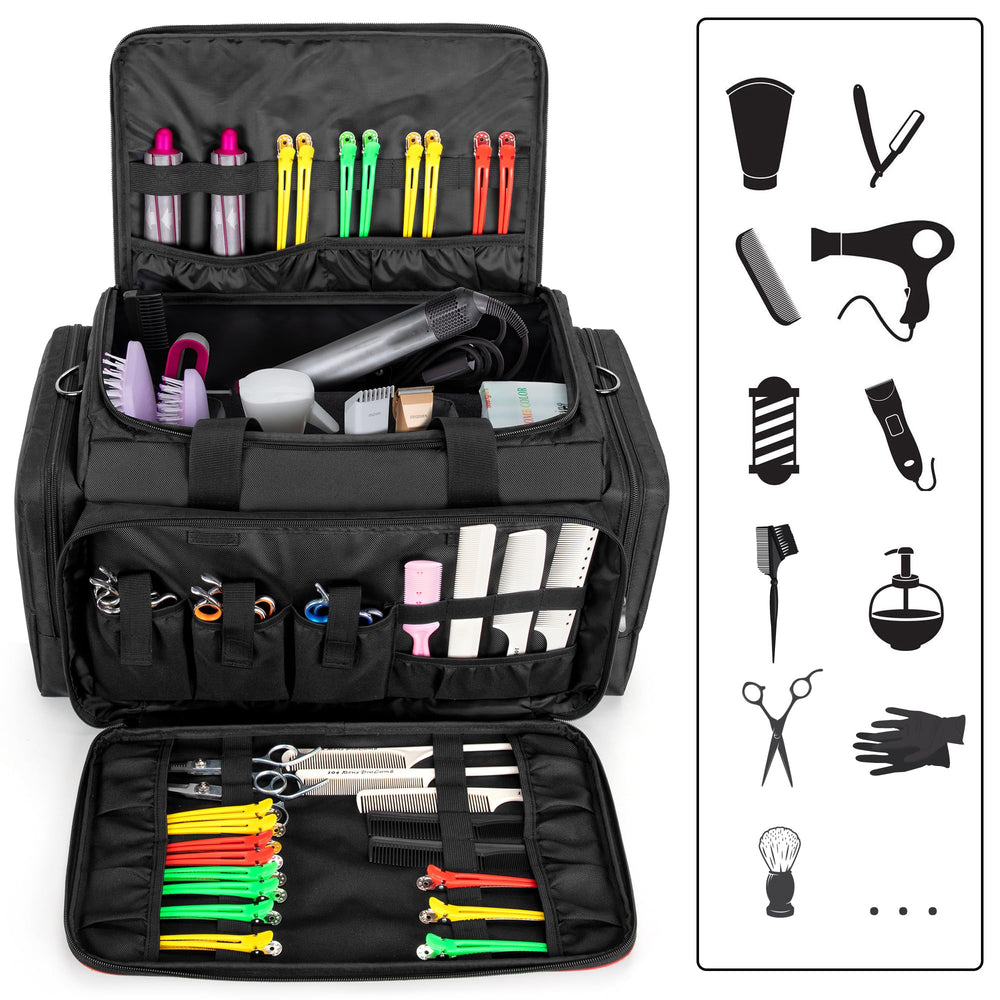 BAFASO hairdresser bag interior with adjustable dividers for large tools.
