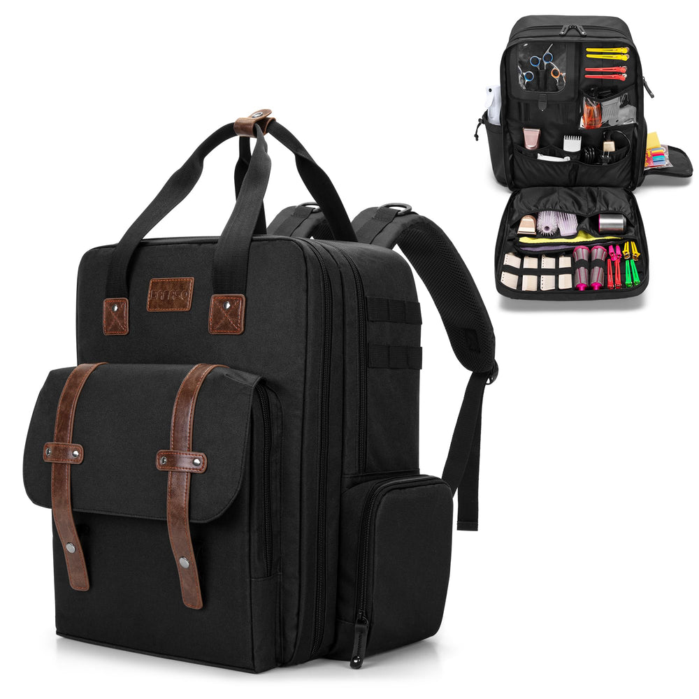 BAFASO large-capacity barber case front view with dedicated shear slots for quick tool access on the go.