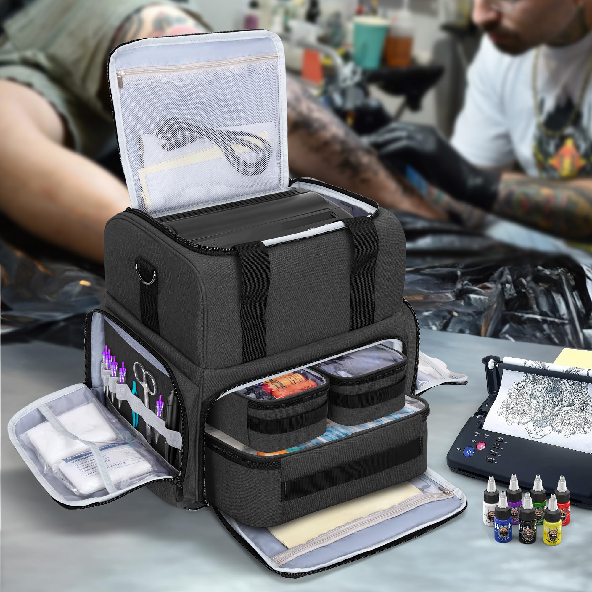 BAFASO large tattoo case dimensions help plan gear fit.