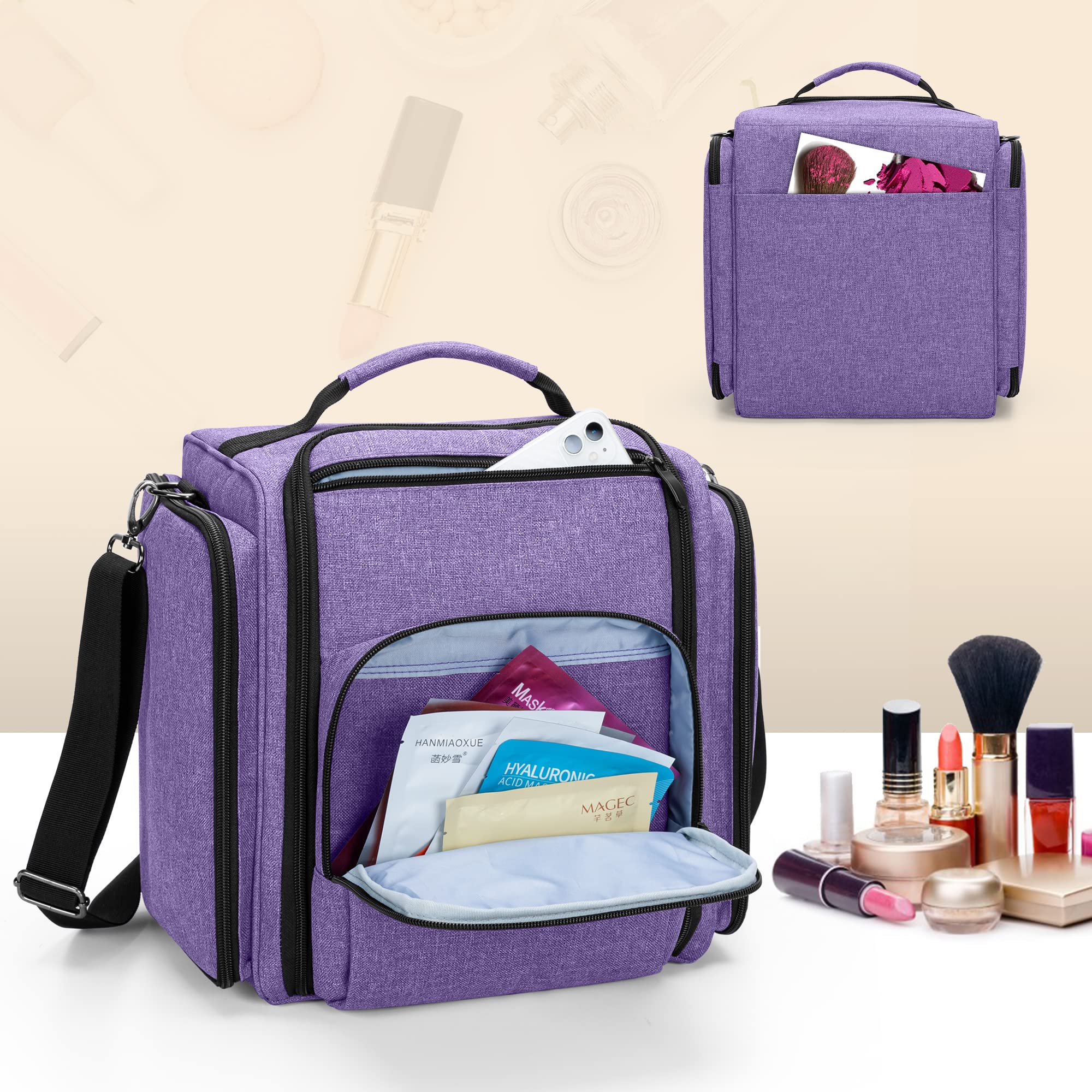 BAFASO makeup bag adjustable shoulder strap enables hands-free travel