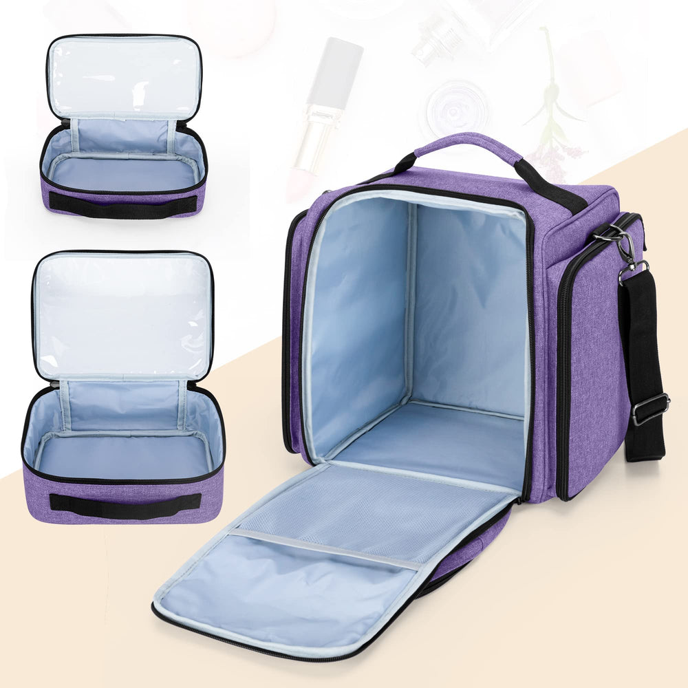 BAFASO makeup bag side pocket setup supports brushes and palettes for quick access
