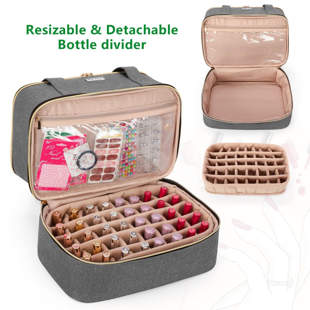 BAFASO Nail Polish Organizer features a detachable divider to secure bottles during transit.