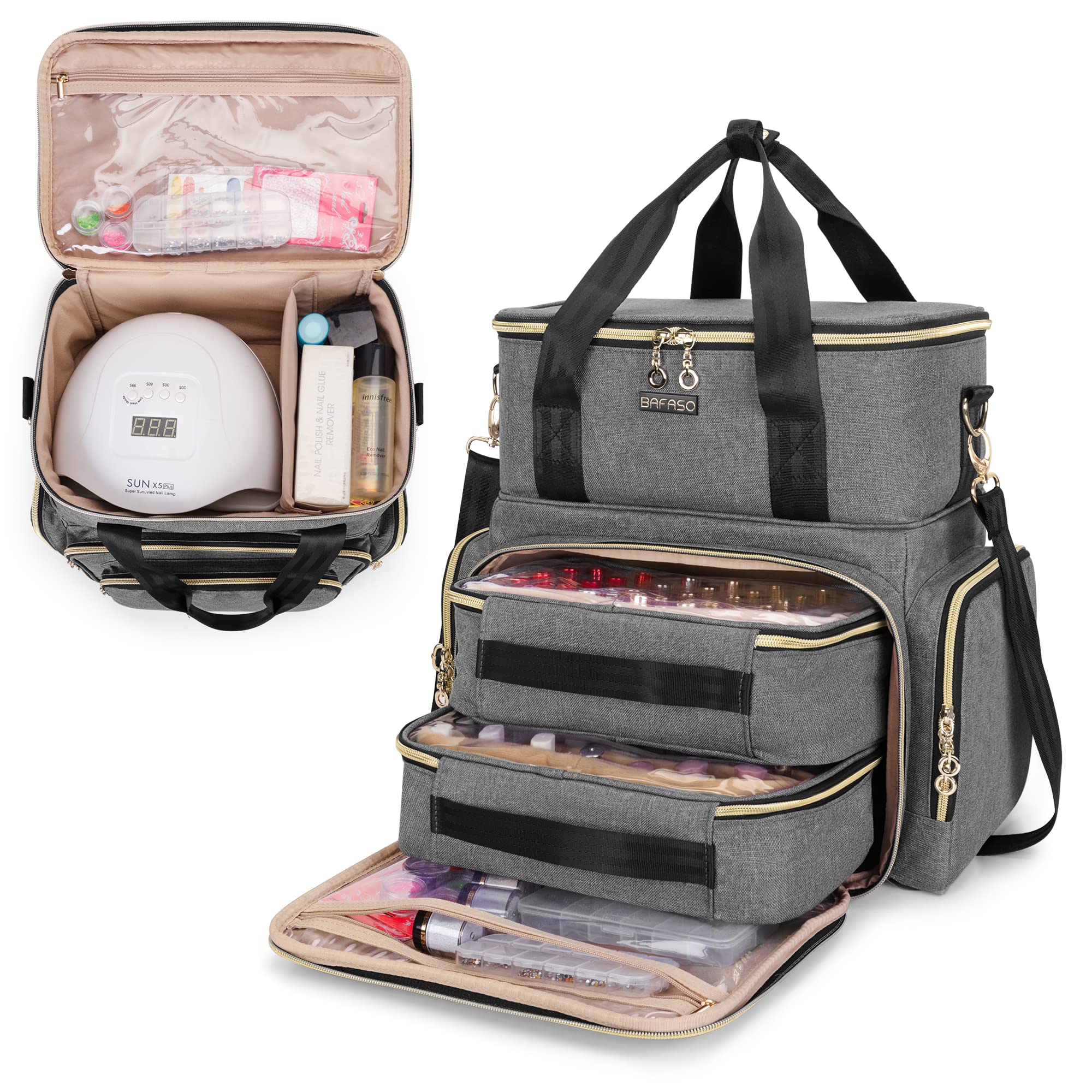 BAFASO nail polish organizer exterior gray for on-the-go organization