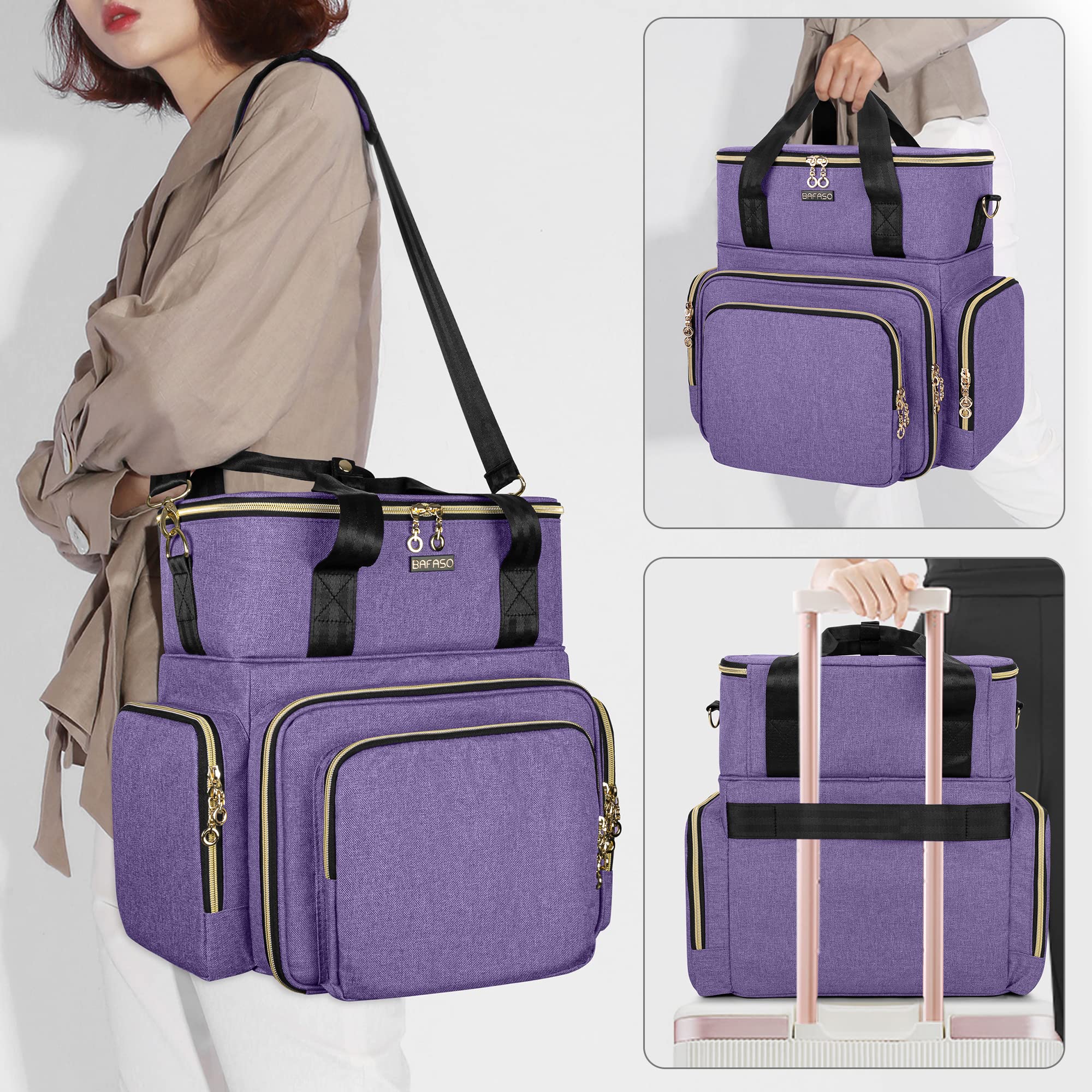 BAFASO nail polish organizer front pocket for quick-access tools.