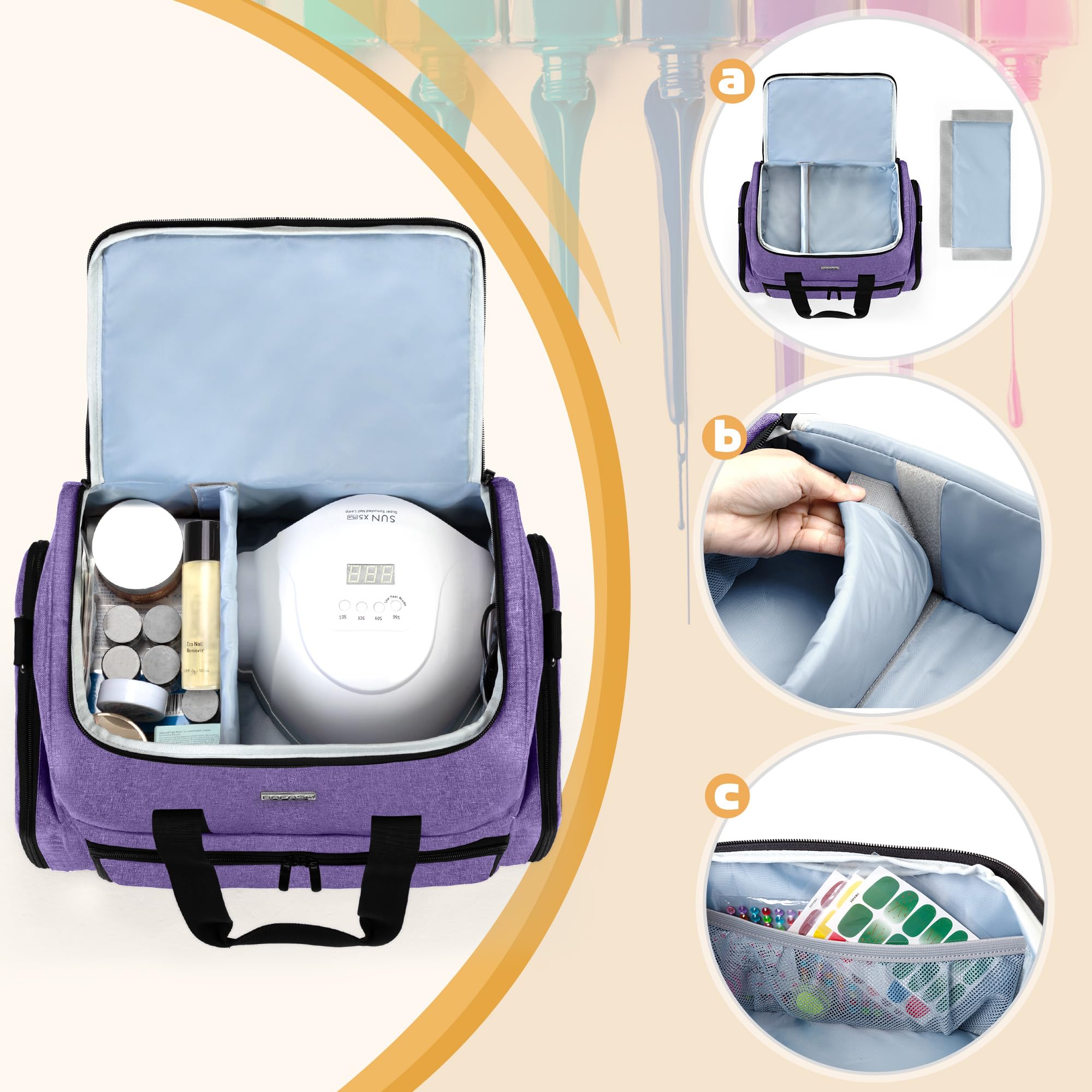 BAFASO nail polish organizer lower storage shows 80-bottle capacity for 15ml bottles.