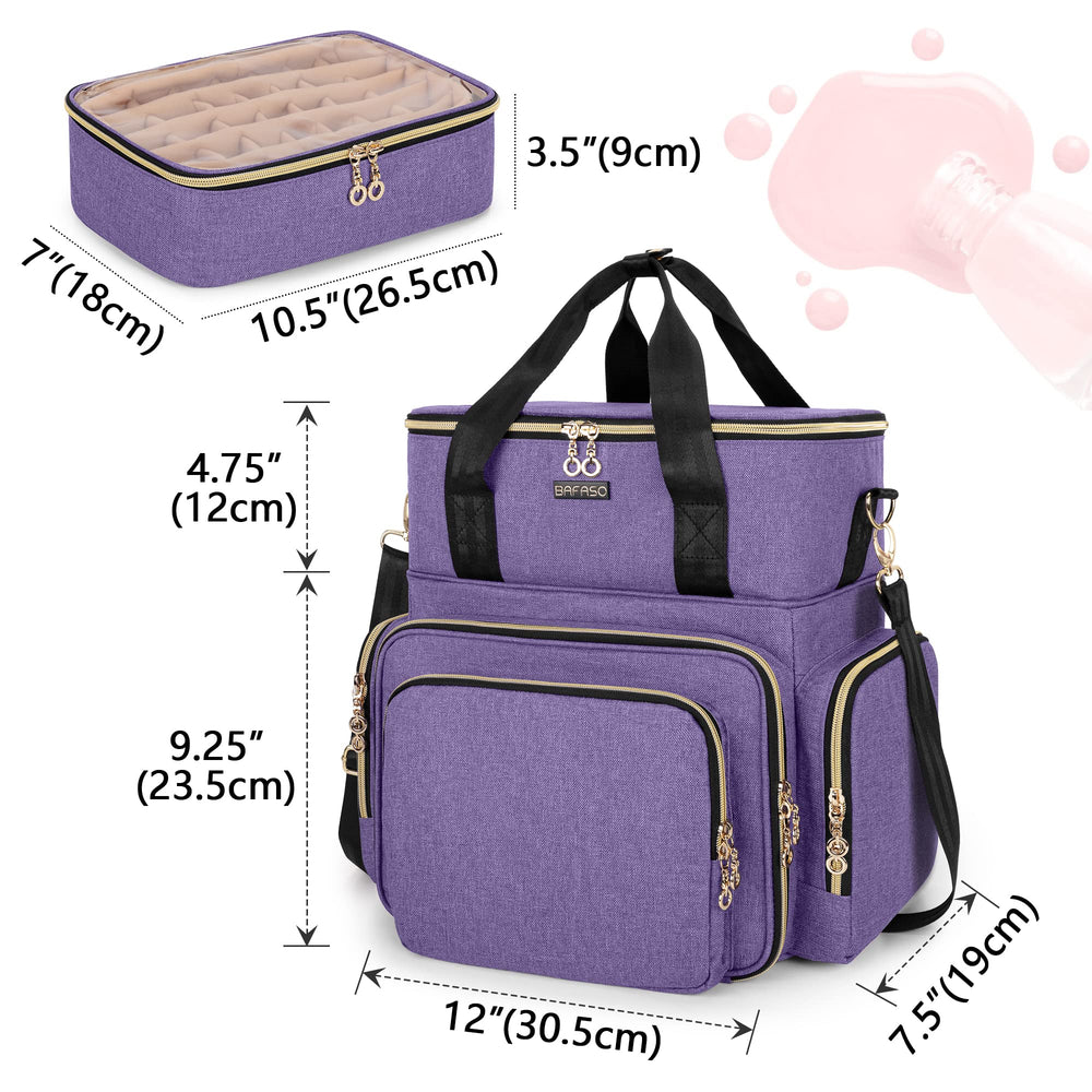 BAFASO nail polish organizer adjustable shoulder strap for easy transport.