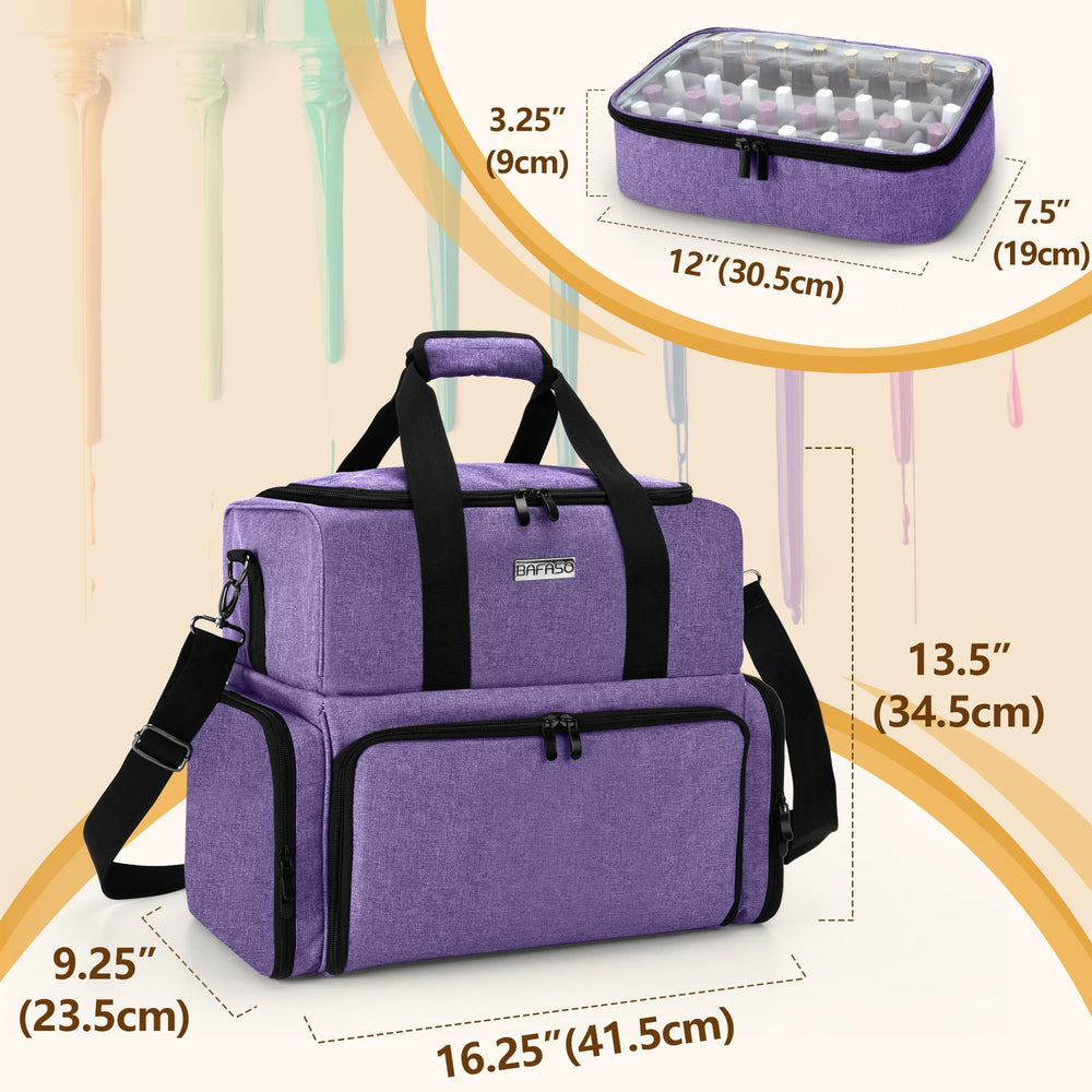 BAFASO nail polish organizer with shoulder strap and handles enables easy transport.
