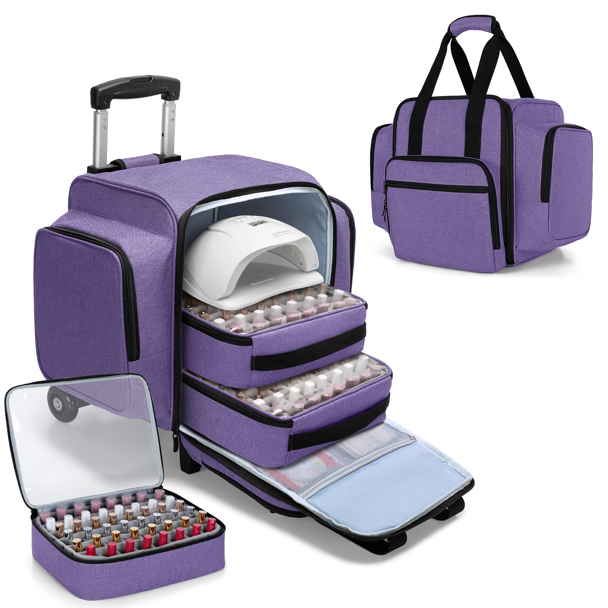 BAFASO rolling nail polish organizer main compartment keeps bottles secure during travel