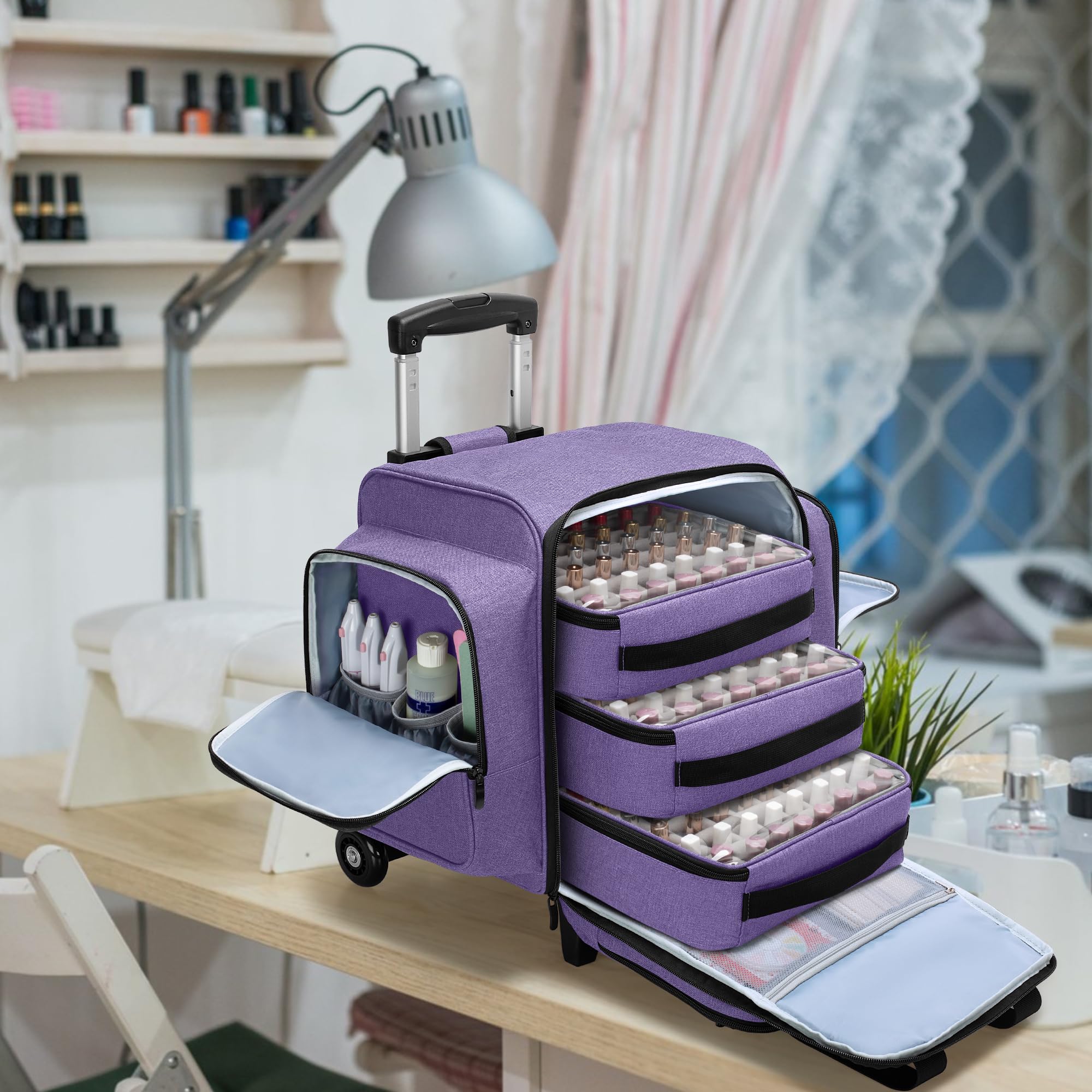BAFASO removable cases show 144-bottle capacity for organized nail art kits