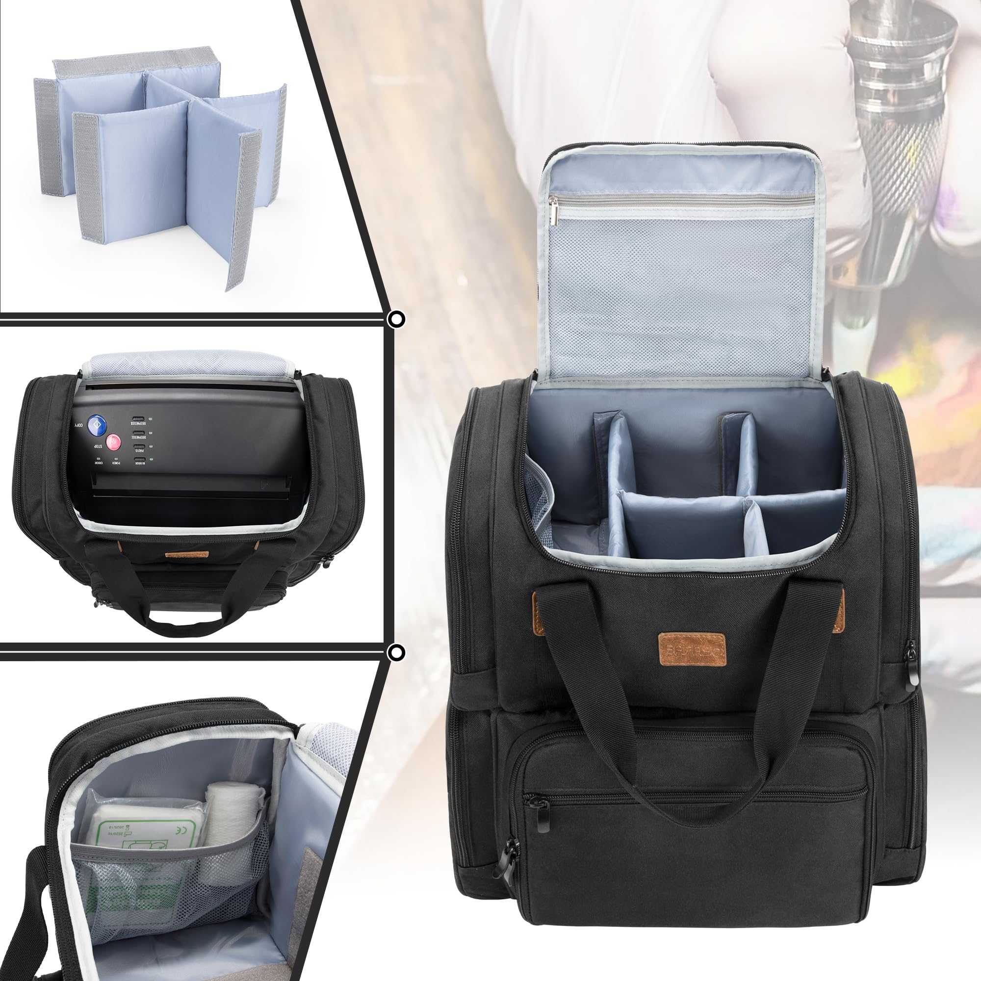 BAFASO tattoo backpack back pocket fits an iPad for on-site notes