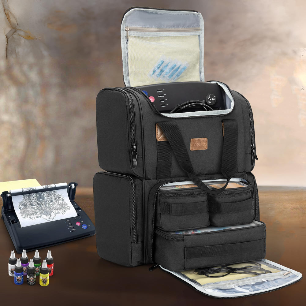 BAFASO tattoo backpack bottom compartment with removable pouches organizes inks and tools