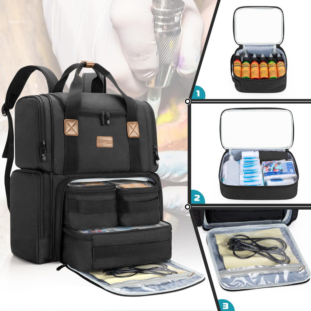 BAFASO tattoo backpack side pockets keep needles and small tools within easy reach