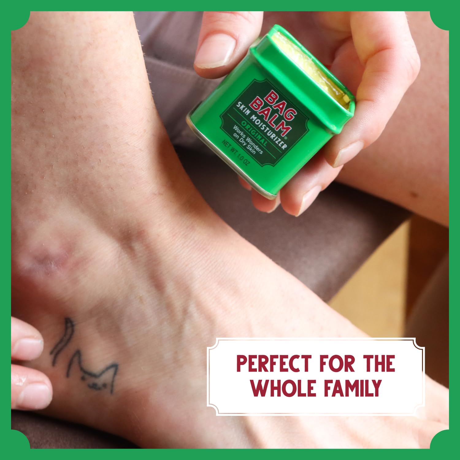 Bag Balm four-pack packaging display for easy restock and travel