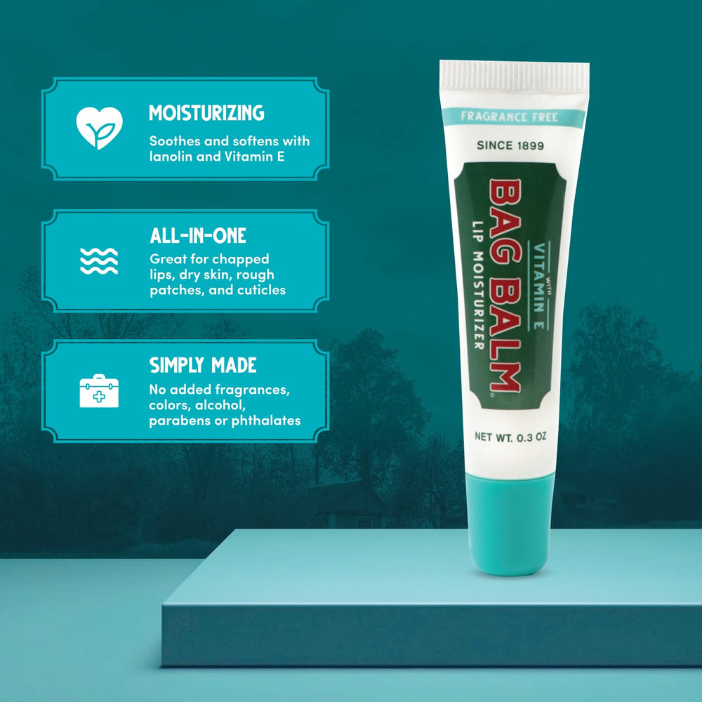Bag Balm fragrance-free lip balm with lanolin and plant-based squalane for hydration