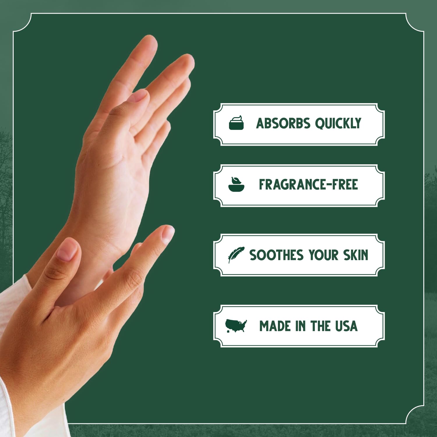 Bag Balm Moistuzing lotion tube showing quick-absorb texture on skin