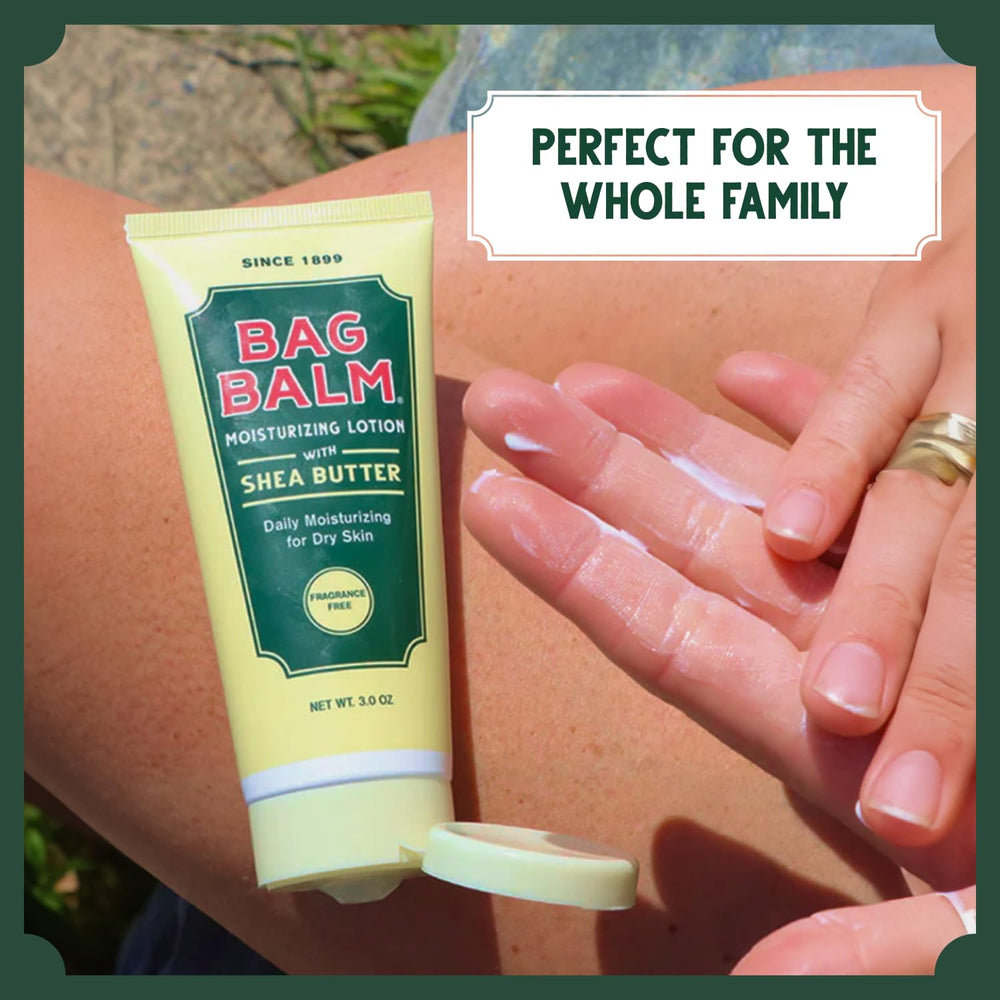 Bag Balm Moistuzing lotion packaging displaying two 8oz tubes
