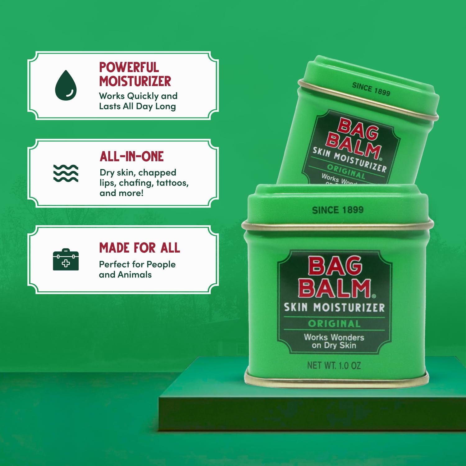 Bag Balm Original Ointment close-up emphasizing lanolin and petrolatum soothing skin