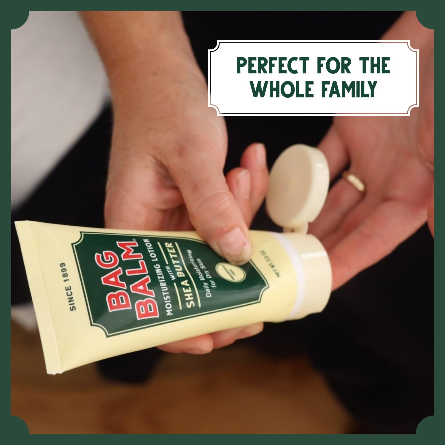 Bag Balm use-case for dry hands and cracked heels.