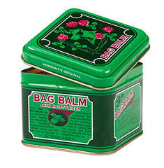 Bag Balm Vermont Original tins back view with label, showcasing multi-use dry skin care