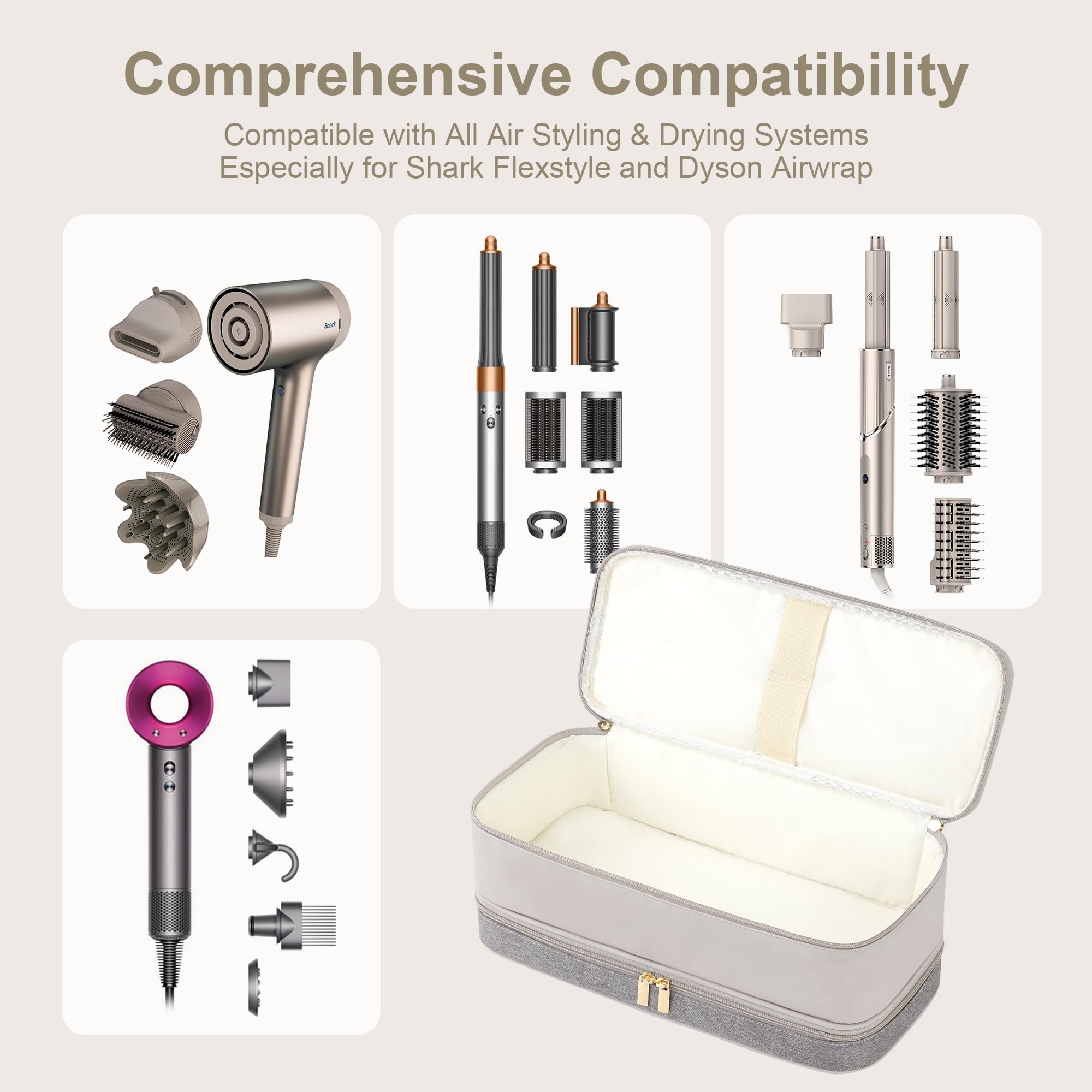 BAGCRAZY dyson-airwrap organizer clip keeps attachments accessible during travel.