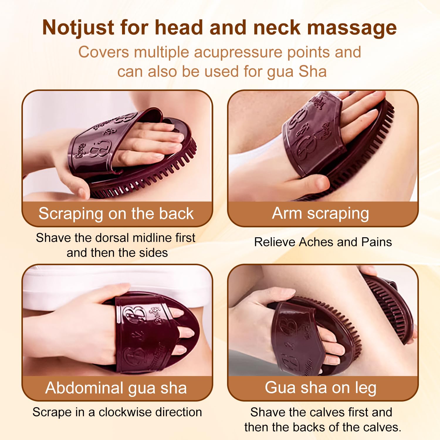 Bagistes Meridian Brush Massage full-body use on back suggests relaxation potential.