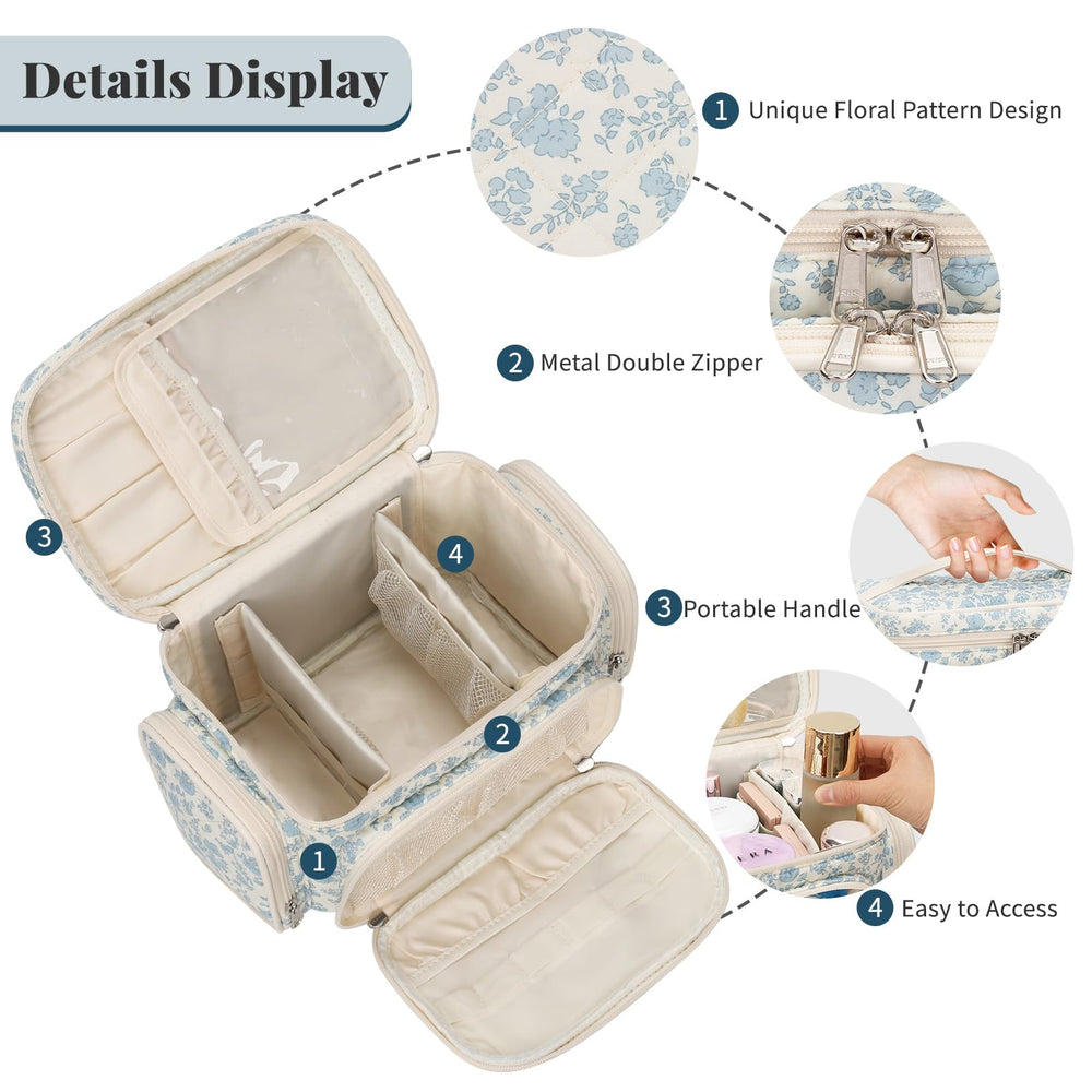 Bagmoly large cotton makeup bag open top reveals organized brush compartment for multiple sizes