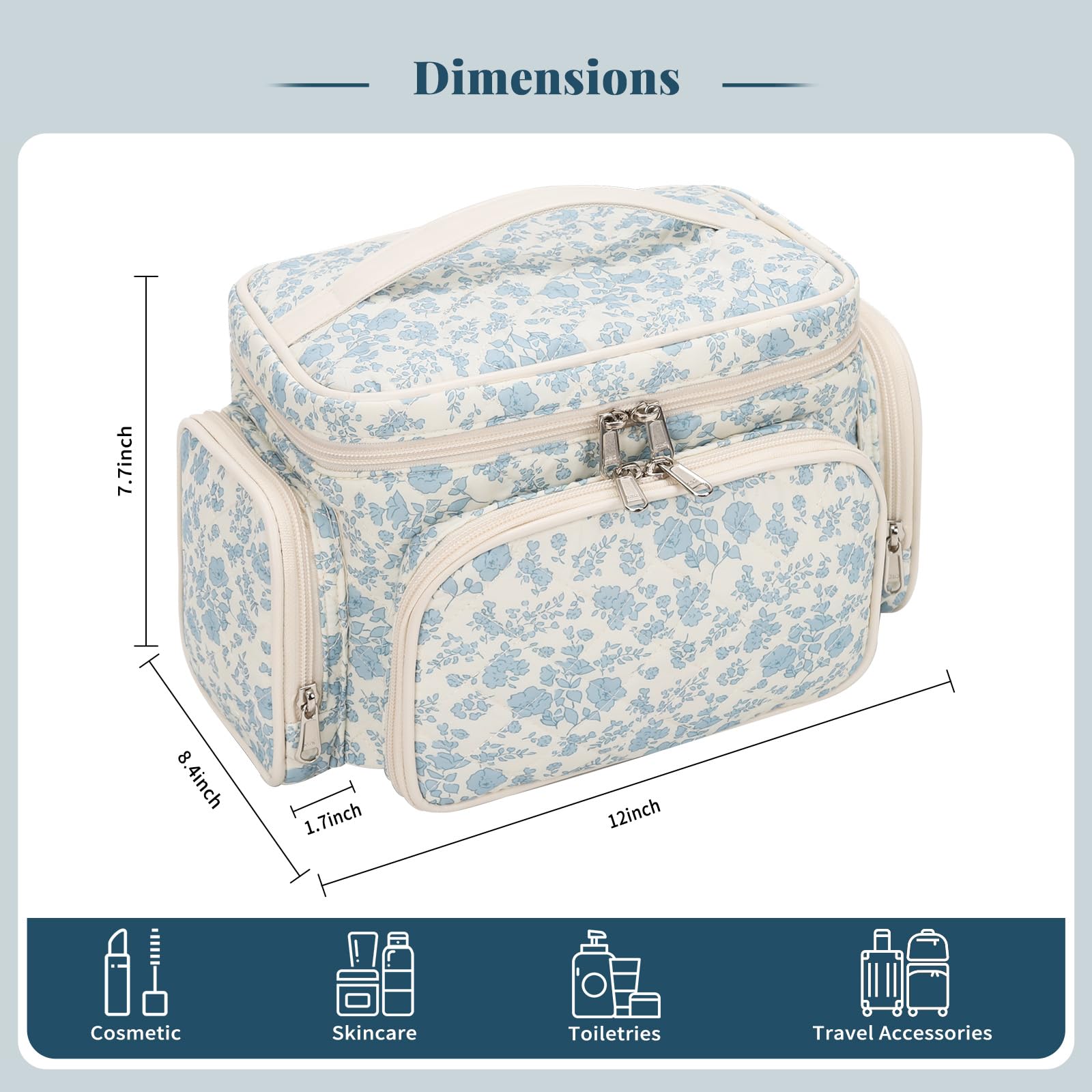 Bagmoly large cotton makeup bag side pockets hold compact items and accessories