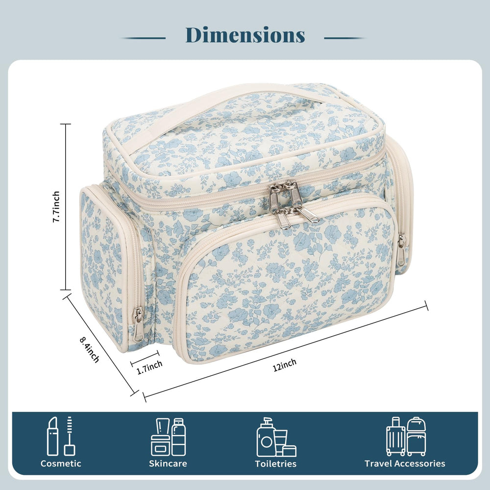 Bagmoly large cotton makeup bag side pockets hold compact items and accessories