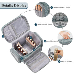 Bagmoly large makeup bag floral blue open dividers highlights adjustable compartments for organization on the go.
