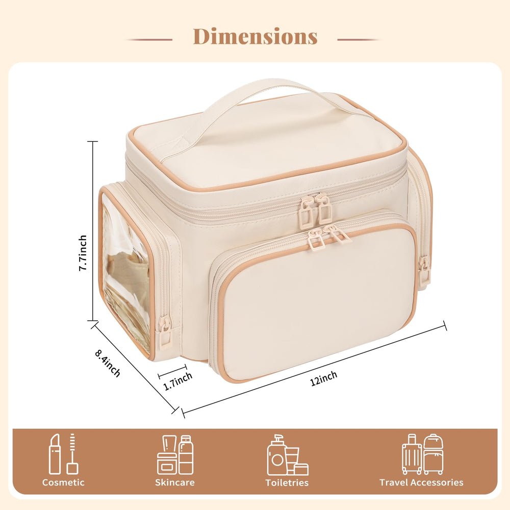 Bagmoly large makeup bag water-resistant PU leather protects cosmetics
