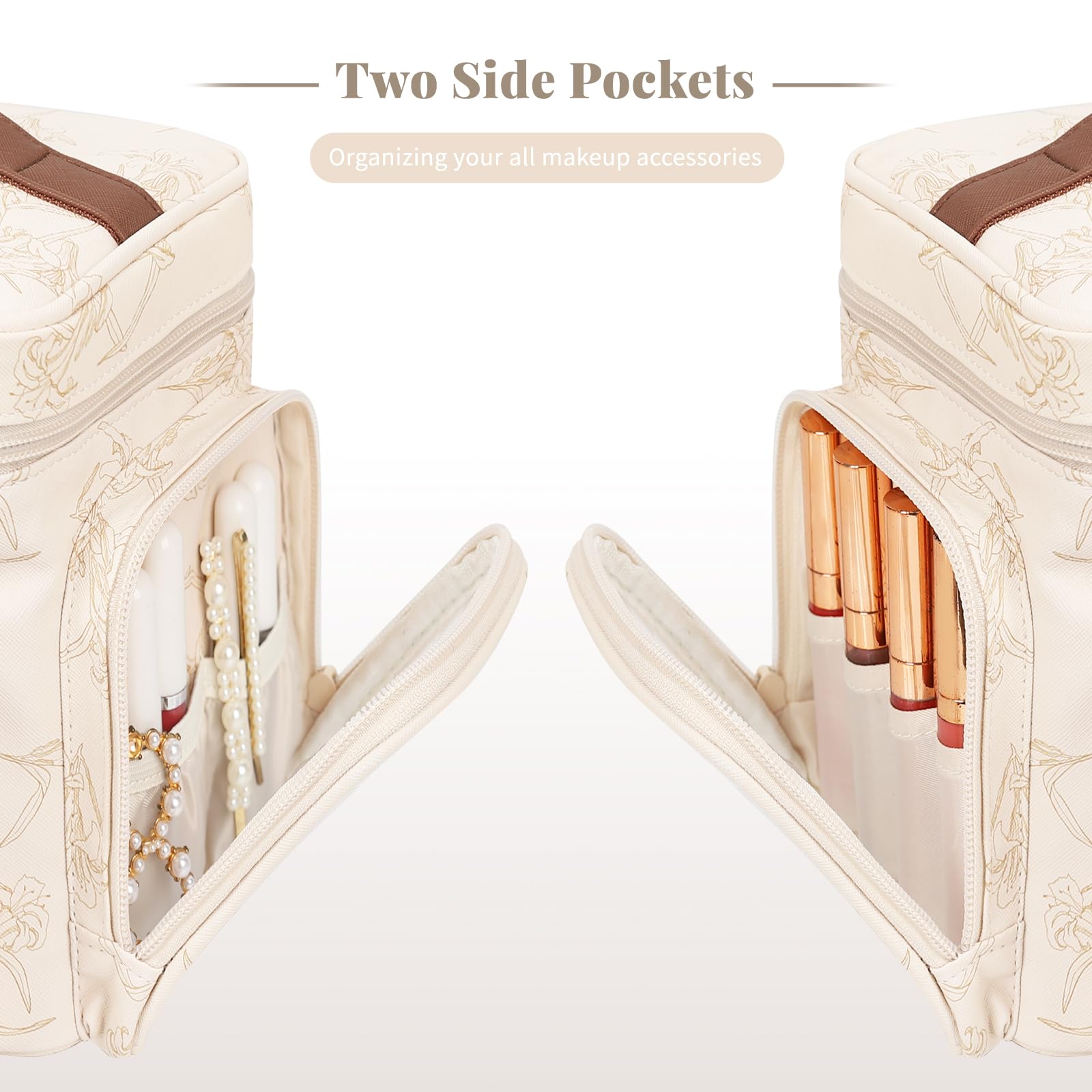 Bagmoly padded makeup bag protects cosmetics with dual zippers during transit.
