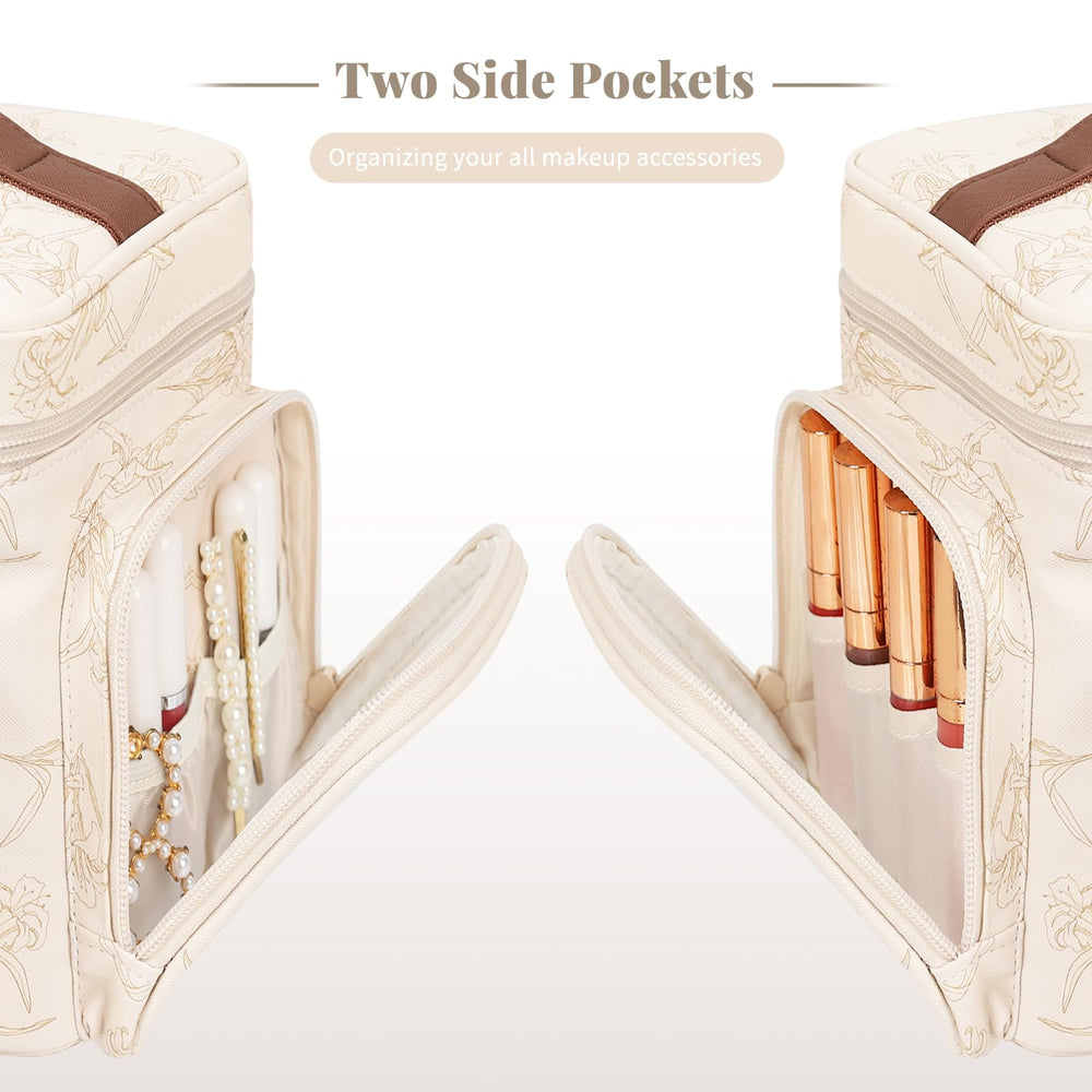 Bagmoly padded makeup bag protects cosmetics with dual zippers during transit.