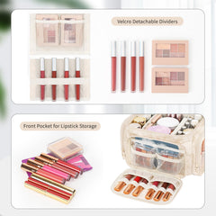 Bagmoly waterproof PU leather makeup bag resists spills during travel.