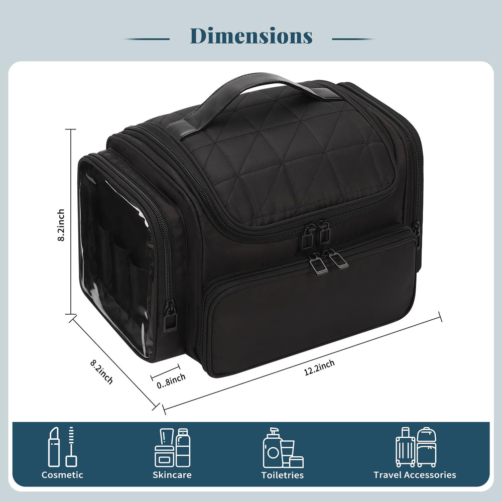 Bagmoly XL makeup bag removable dividers optimize space for cosmetics and personal items.