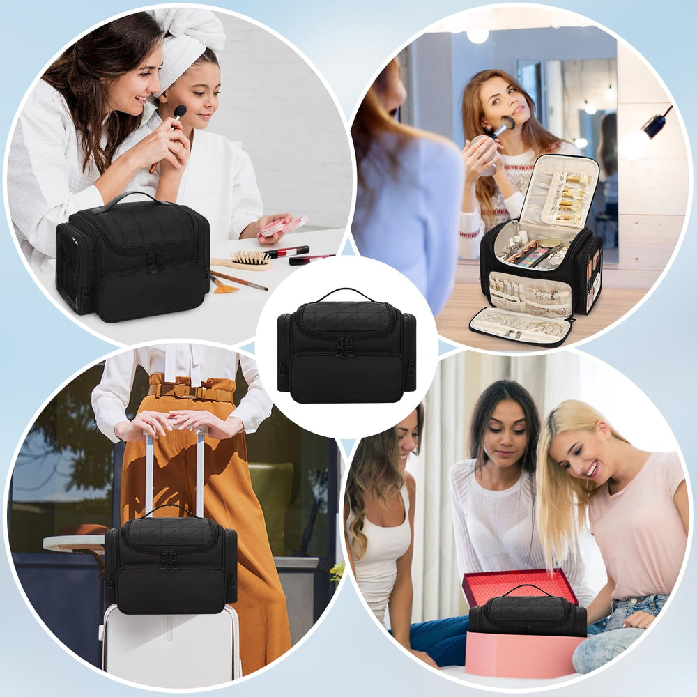 Bagmoly XL makeup bag travel-ready design suits business trips and holidays.