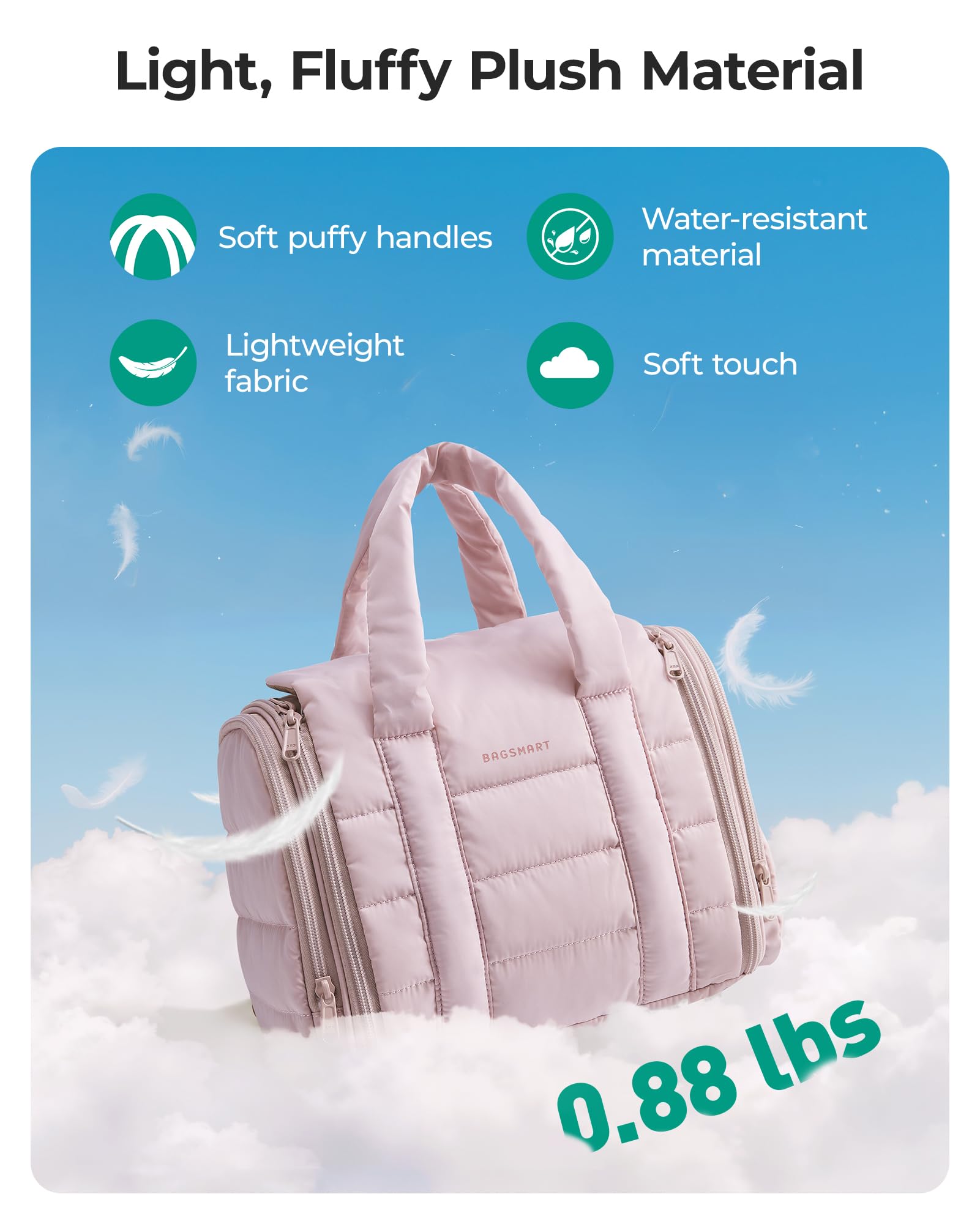 BAGSMART 360-degree swivel hook lets you hang anywhere for space efficiency.