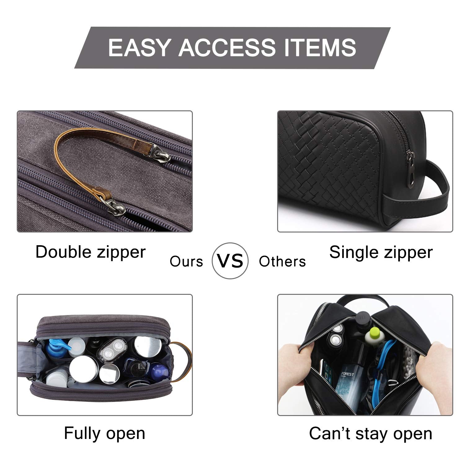 Bagsmart bolsa de higiene con mango de cuero para transporte cómodo