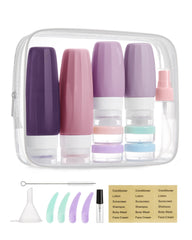 Botellas BAGSMART de silicona 3 oz para viaje, a prueba de fugas y fáciles de rellenar.